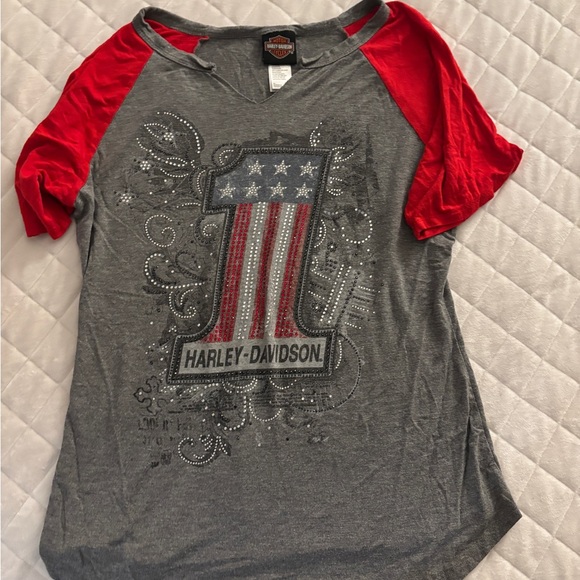 Harley-Davidson Tops - Harley-Davidson Red and Gray Graphic Tee